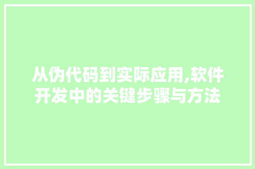 从伪代码到实际应用,软件开发中的关键步骤与方法