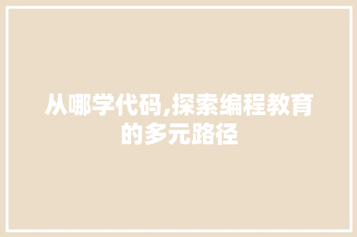从哪学代码,探索编程教育的多元路径