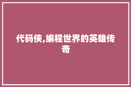代码侠,编程世界的英雄传奇