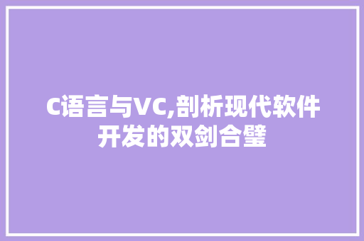 C语言与VC,剖析现代软件开发的双剑合璧