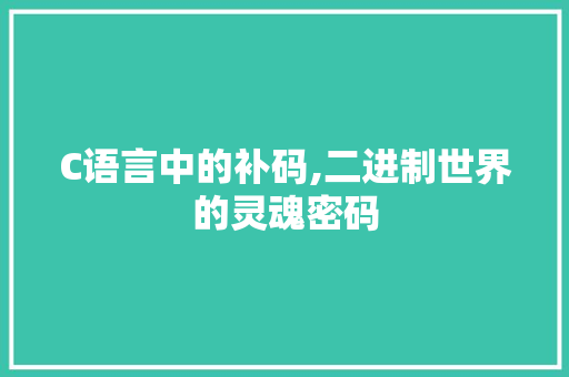 C语言中的补码,二进制世界的灵魂密码