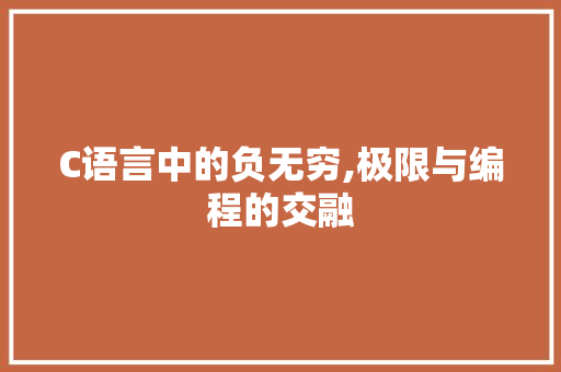 C语言中的负无穷,极限与编程的交融