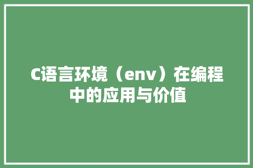 C语言环境（env）在编程中的应用与价值