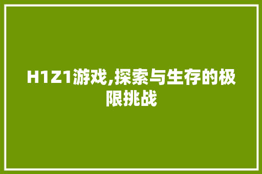 H1Z1游戏,探索与生存的极限挑战