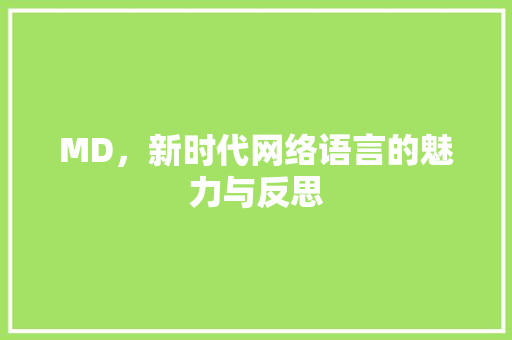 MD，新时代网络语言的魅力与反思