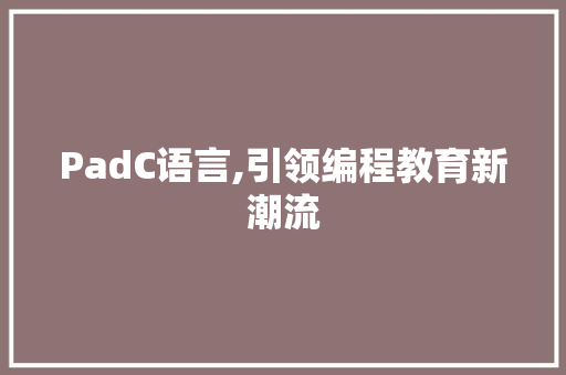PadC语言,引领编程教育新潮流