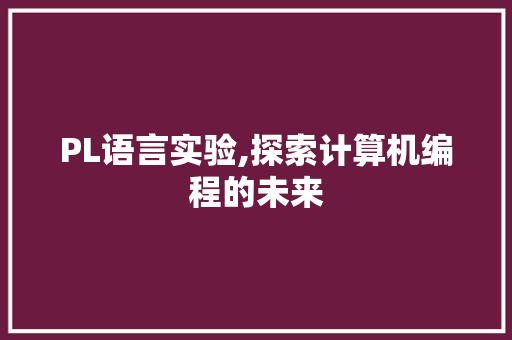 PL语言实验,探索计算机编程的未来