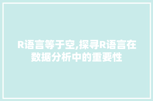 R语言等于空,探寻R语言在数据分析中的重要性