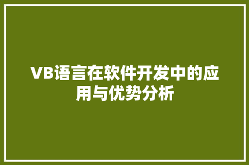 VB语言在软件开发中的应用与优势分析