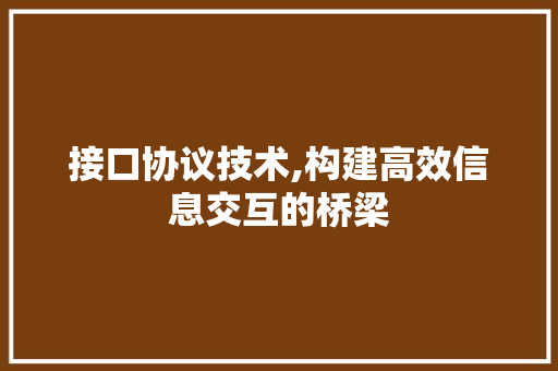 接口协议技术,构建高效信息交互的桥梁