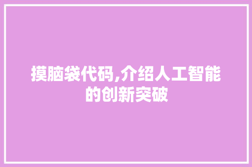 摸脑袋代码,介绍人工智能的创新突破