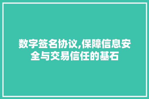 数字签名协议,保障信息安全与交易信任的基石