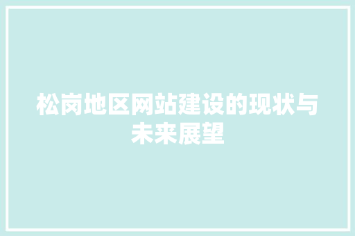 松岗地区网站建设的现状与未来展望