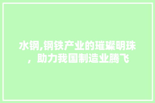水钢,钢铁产业的璀璨明珠，助力我国制造业腾飞