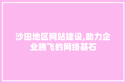 沙田地区网站建设,助力企业腾飞的网络基石
