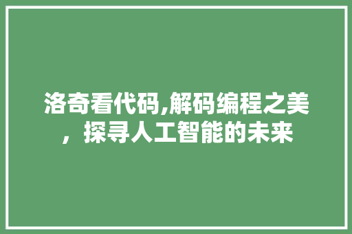 洛奇看代码,解码编程之美，探寻人工智能的未来