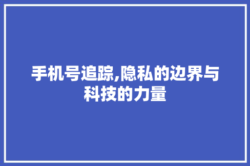 手机号追踪,隐私的边界与科技的力量