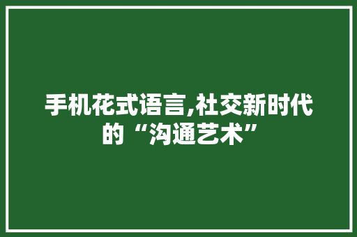 手机花式语言,社交新时代的“沟通艺术”