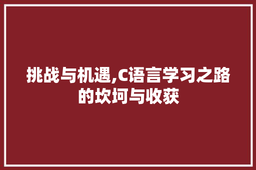 挑战与机遇,C语言学习之路的坎坷与收获