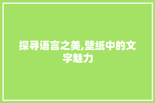 探寻语言之美,壁纸中的文字魅力