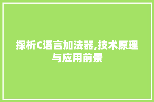 探析C语言加法器,技术原理与应用前景