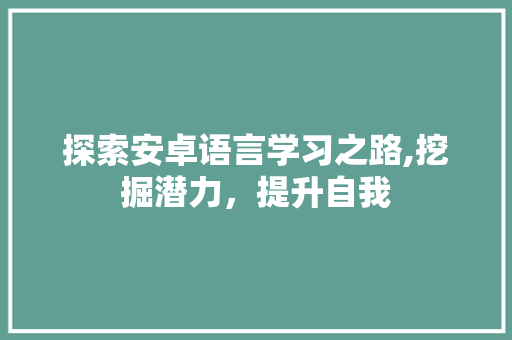 探索安卓语言学习之路,挖掘潜力，提升自我