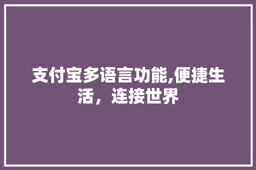 支付宝多语言功能,便捷生活，连接世界