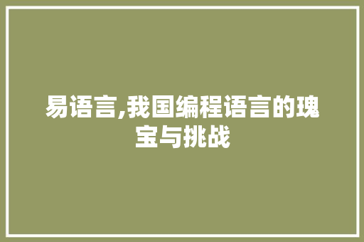 易语言,我国编程语言的瑰宝与挑战