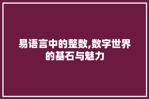 易语言中的整数,数字世界的基石与魅力