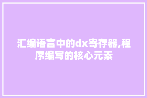 汇编语言中的dx寄存器,程序编写的核心元素