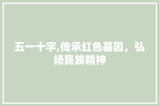 五一十字,传承红色基因，弘扬民族精神