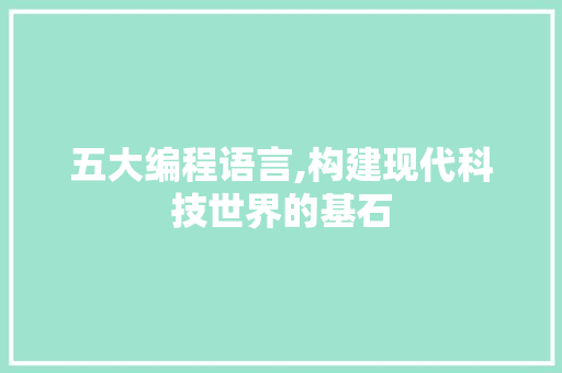 五大编程语言,构建现代科技世界的基石
