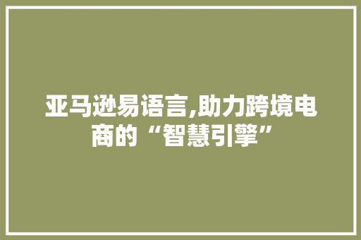 亚马逊易语言,助力跨境电商的“智慧引擎”