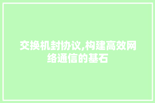 交换机封协议,构建高效网络通信的基石