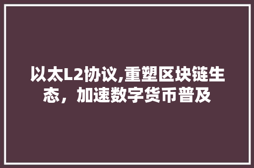 以太L2协议,重塑区块链生态，加速数字货币普及