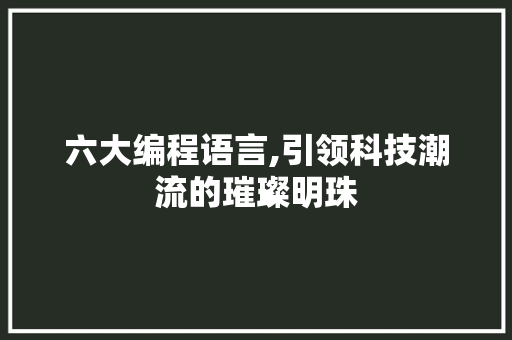 六大编程语言,引领科技潮流的璀璨明珠