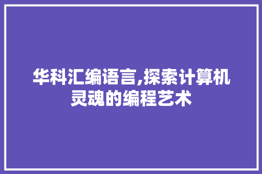 华科汇编语言,探索计算机灵魂的编程艺术