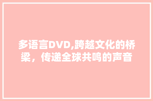 多语言DVD,跨越文化的桥梁，传递全球共鸣的声音