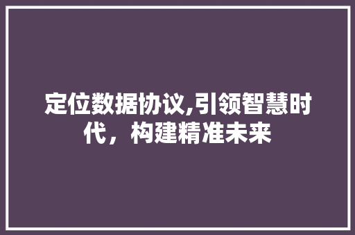 定位数据协议,引领智慧时代，构建精准未来