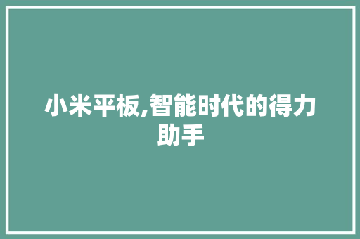 小米平板,智能时代的得力助手