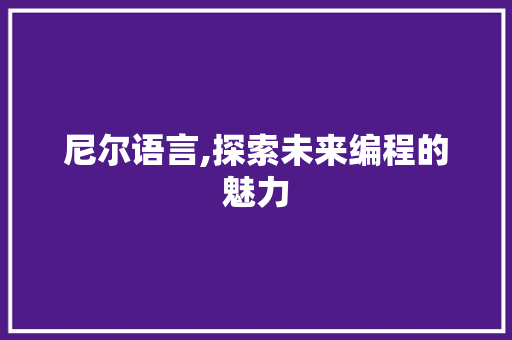 尼尔语言,探索未来编程的魅力
