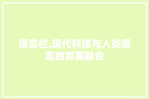 语言栏,现代科技与人类语言的完美融合