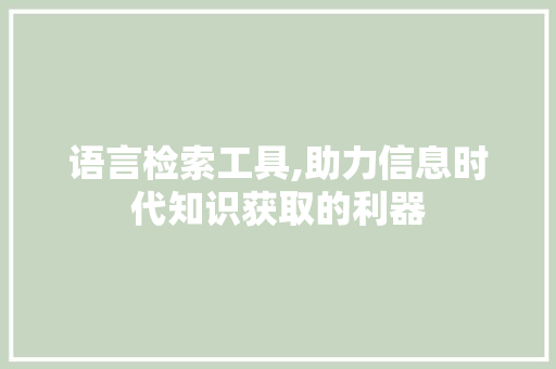 语言检索工具,助力信息时代知识获取的利器