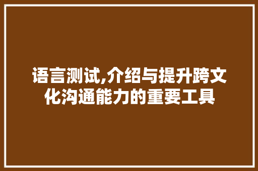 语言测试,介绍与提升跨文化沟通能力的重要工具