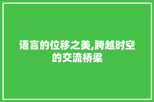 语言的位移之美,跨越时空的交流桥梁