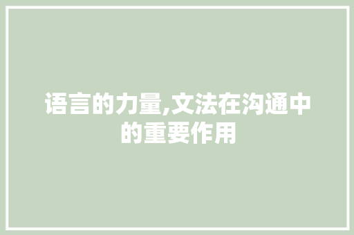 语言的力量,文法在沟通中的重要作用