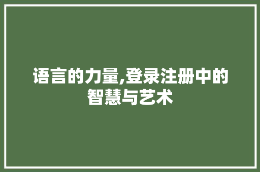 语言的力量,登录注册中的智慧与艺术