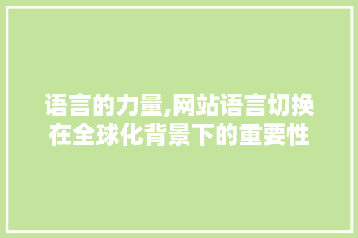 语言的力量,网站语言切换在全球化背景下的重要性