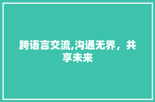 跨语言交流,沟通无界，共享未来
