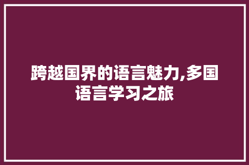 跨越国界的语言魅力,多国语言学习之旅